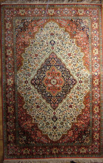 カシミール高級シルク絨毯 - パシュミナとインド雑貨の『印度良品』