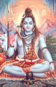 ルドラクシャ（菩提樹の実）の数珠を身につけ、瞑想するシヴァ神